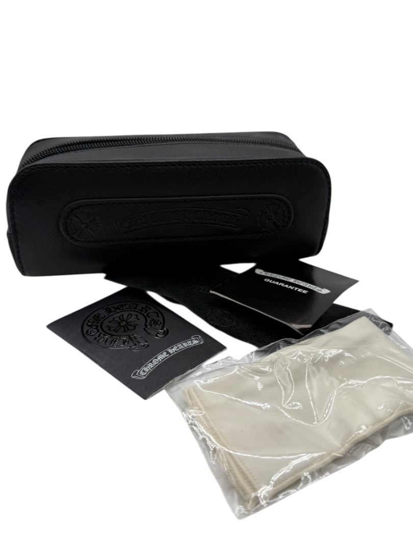 Chrome Hearts Black Leather Eyeglass Case – Brand New