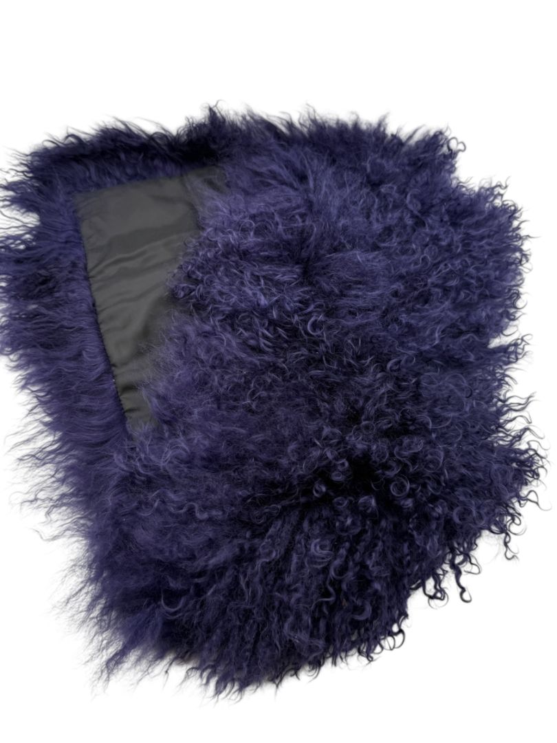 Adrienne Landau Mongolian Lamb Fur Scarf in Purple – New With Tags