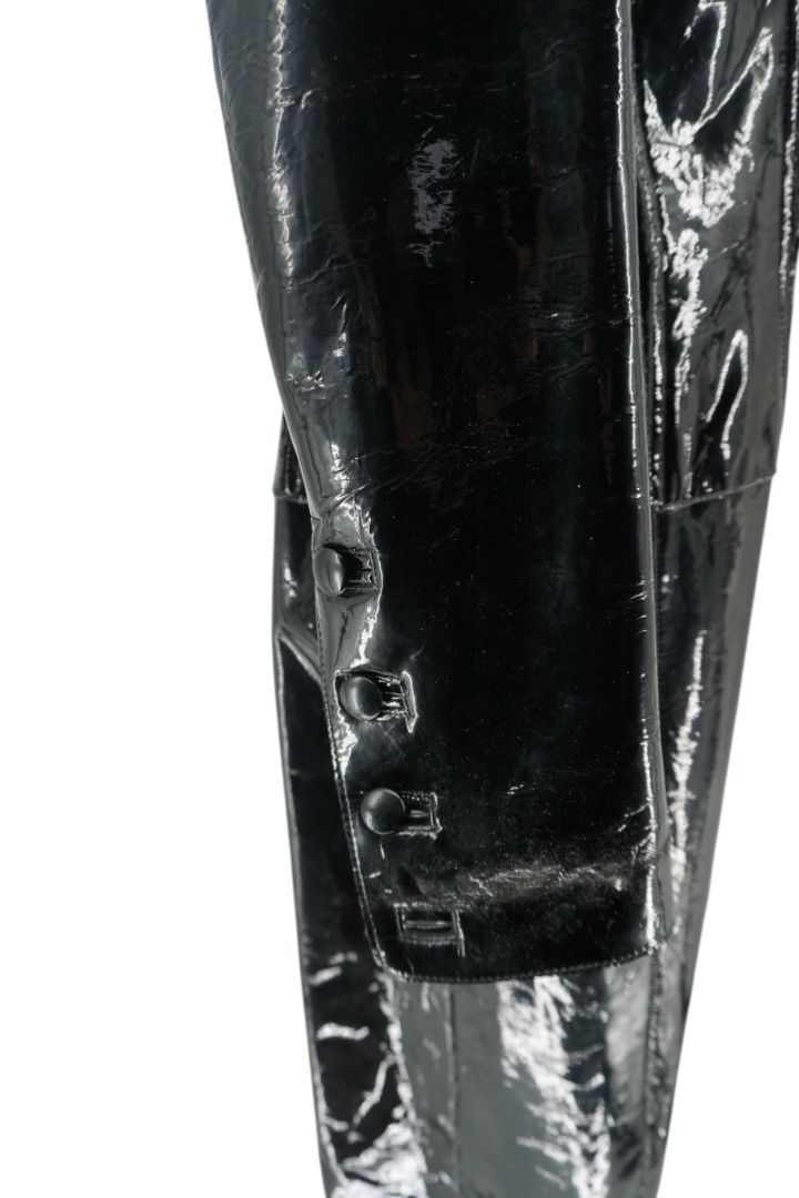 Missoni Black Patent Leather Trench Coat – Size 46