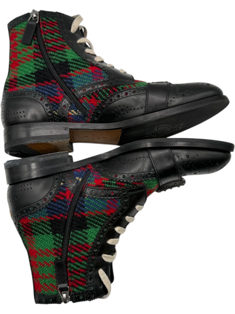 Gucci Tartan Wool & Leather Buckle Combat Boots – Men’s Size 6 (EU 40)
