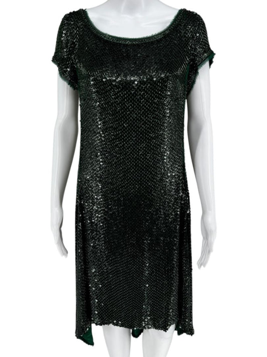 Pamella Roland Emerald Sequin Embellished Dress