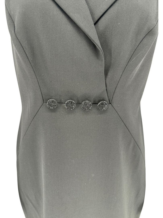 Pamella Roland Embellished Tuxedo-Inspired Sheath Dress