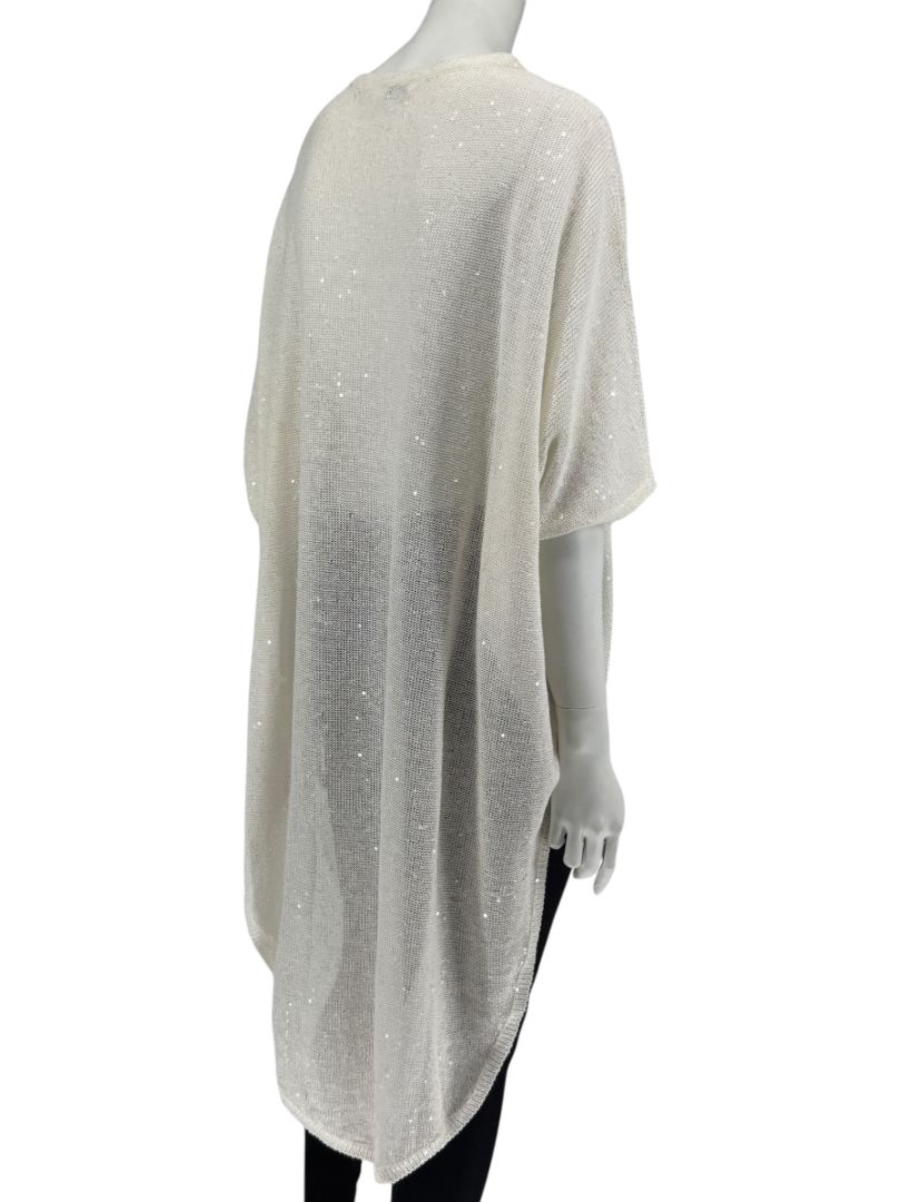 Brunello Cucinelli Ivory Hi-Low Sequin Knit Tunic – Size L