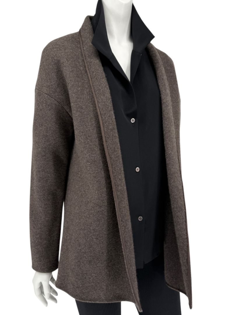 Peter Cohen Taupe Open-Front Cashmere Jacket – Size S