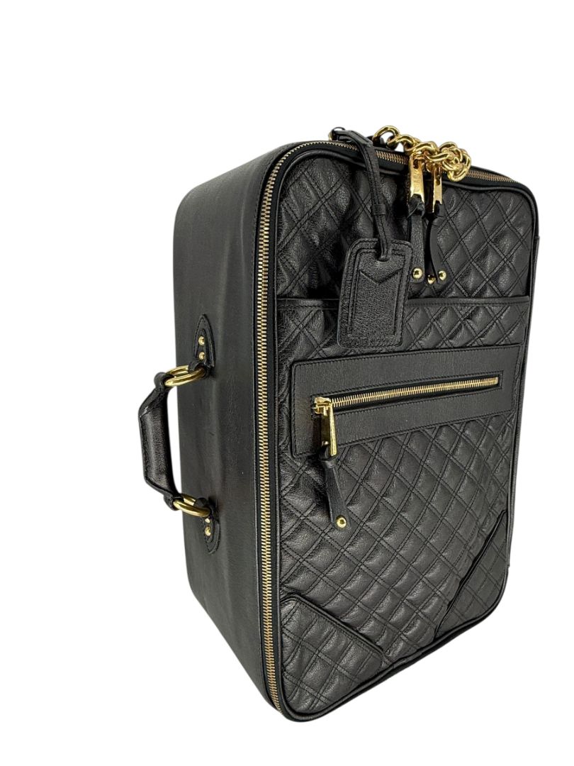 Marc Jacobs Quilted Black Leather Carry-On Suitcase – 20.8" x 14.2" x 8.3"