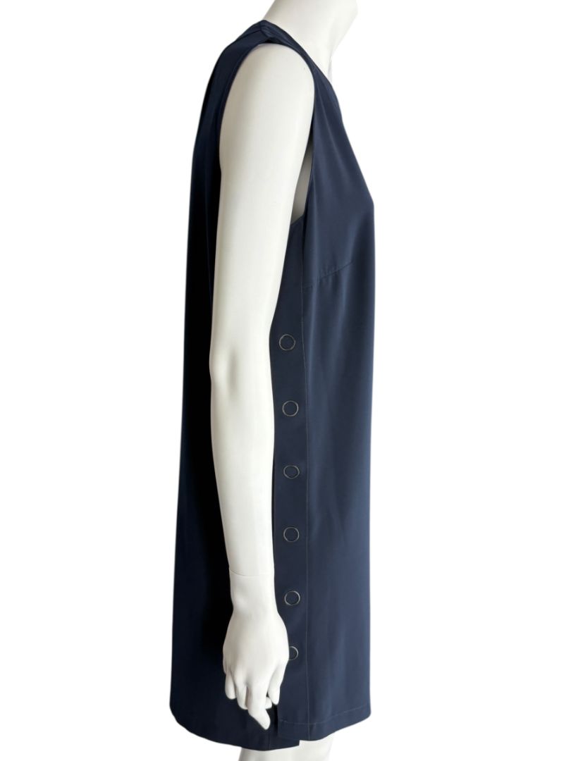 Akris Punto Navy Sleeveless Shift Dress with Side Grommet Detail – Size 10
