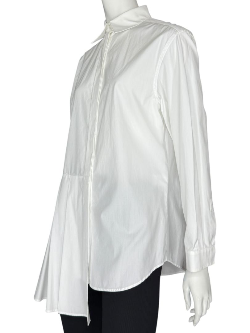 Agnona White Asymmetric Pleated Cotton Shirt – Size IT 40- NEW