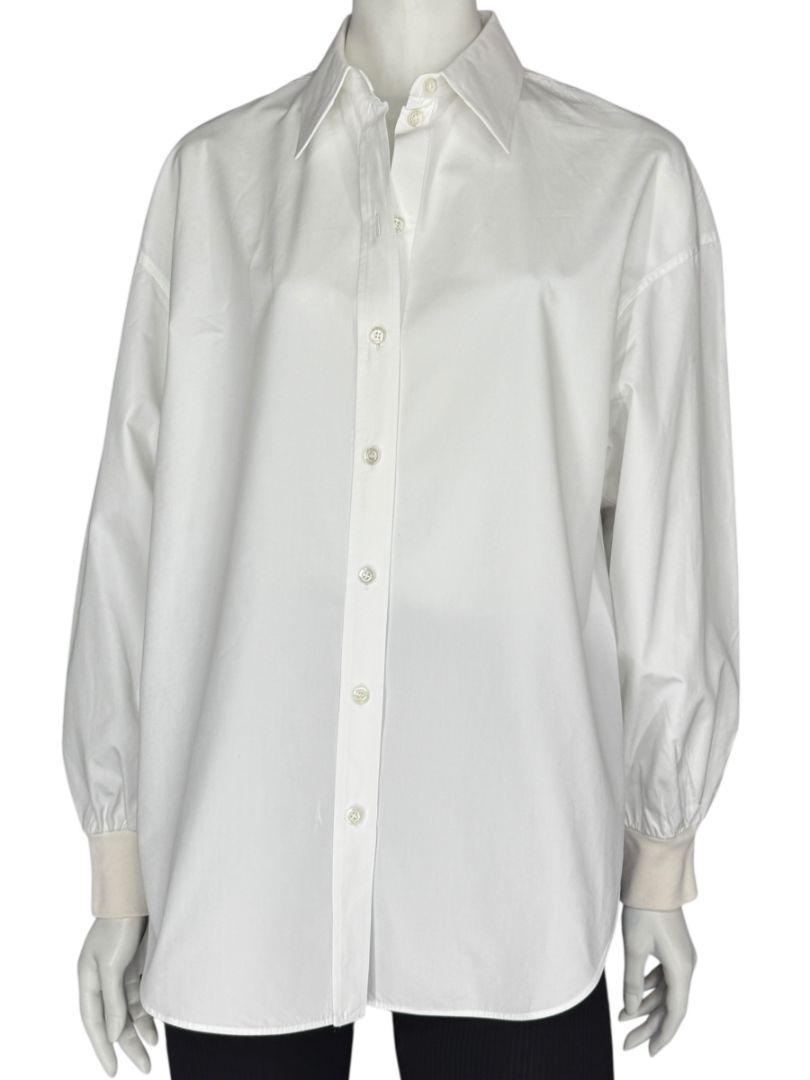 Alexander McQueen White Cotton Shirt with Balloon Sleeves – Size IT 38