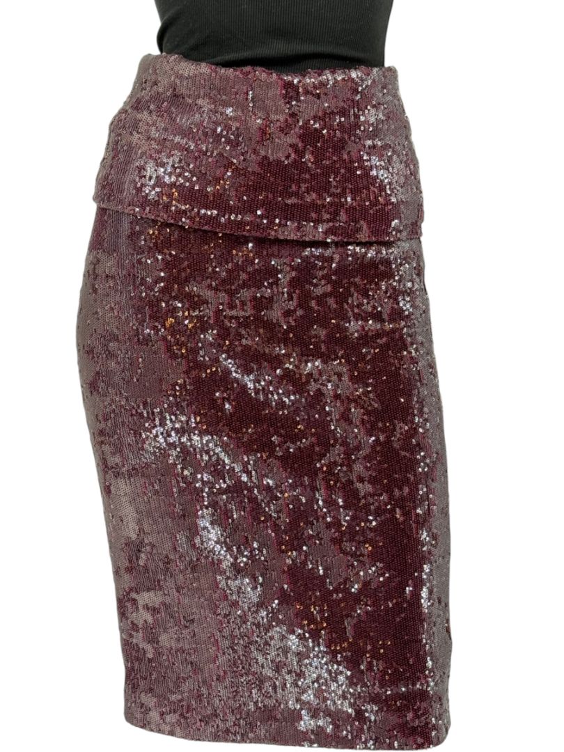 Donna Karan Modern Icons Claret Sequin Pencil Skirt – Size M