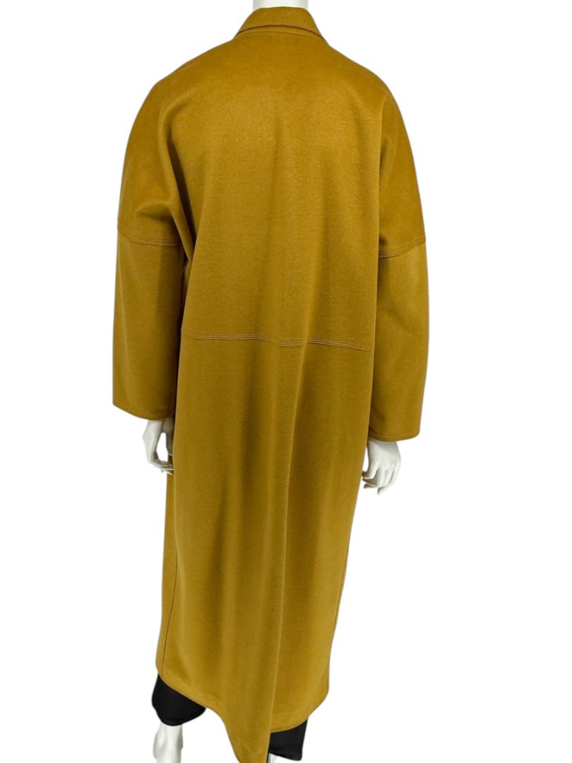 Pamella Roland Mustard Wool Cape Style Coat with Gold Buttons – Large