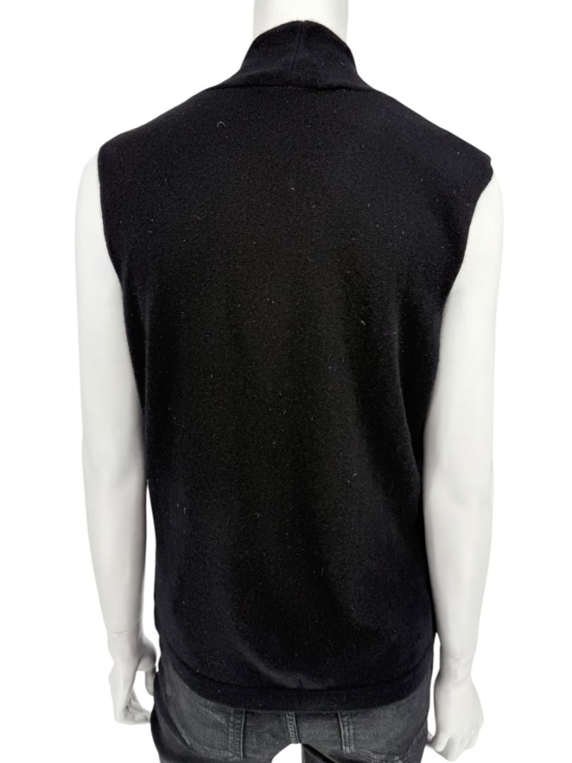 Linda Allard Ellen Tracy Black Wool Sleeveless Wrap Vest – Size L