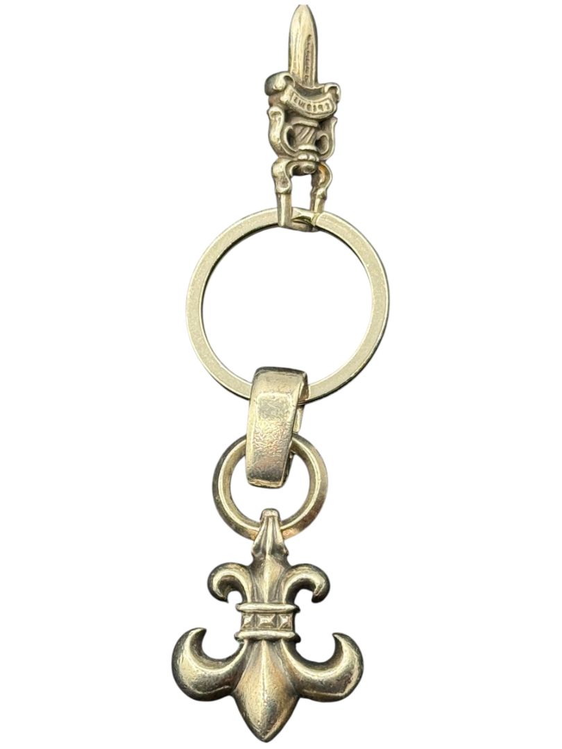 Chrome Hearts Fleur de Lis & #5 Dagger Key Ring – Sterling Silver