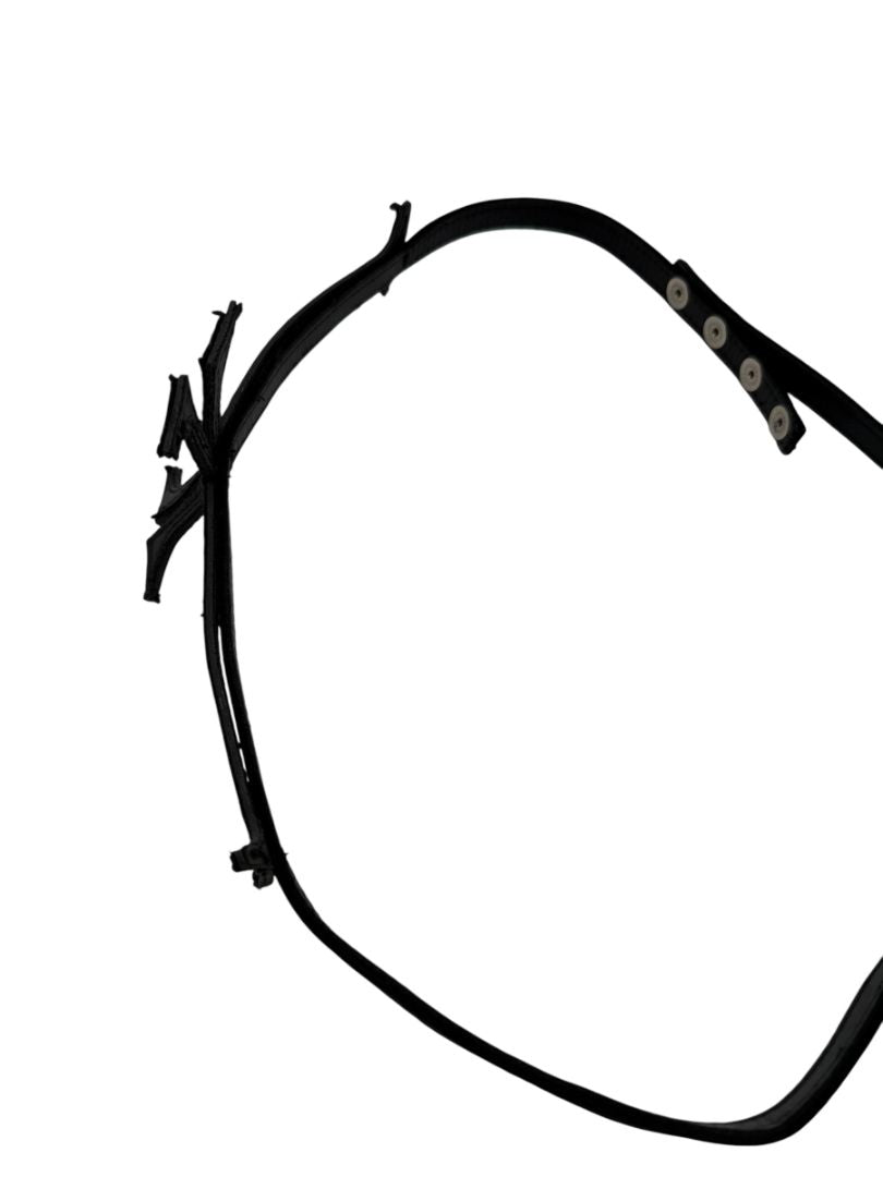 Sculptural Black Suede & Leather Waist Belt – Fits Like L/XL