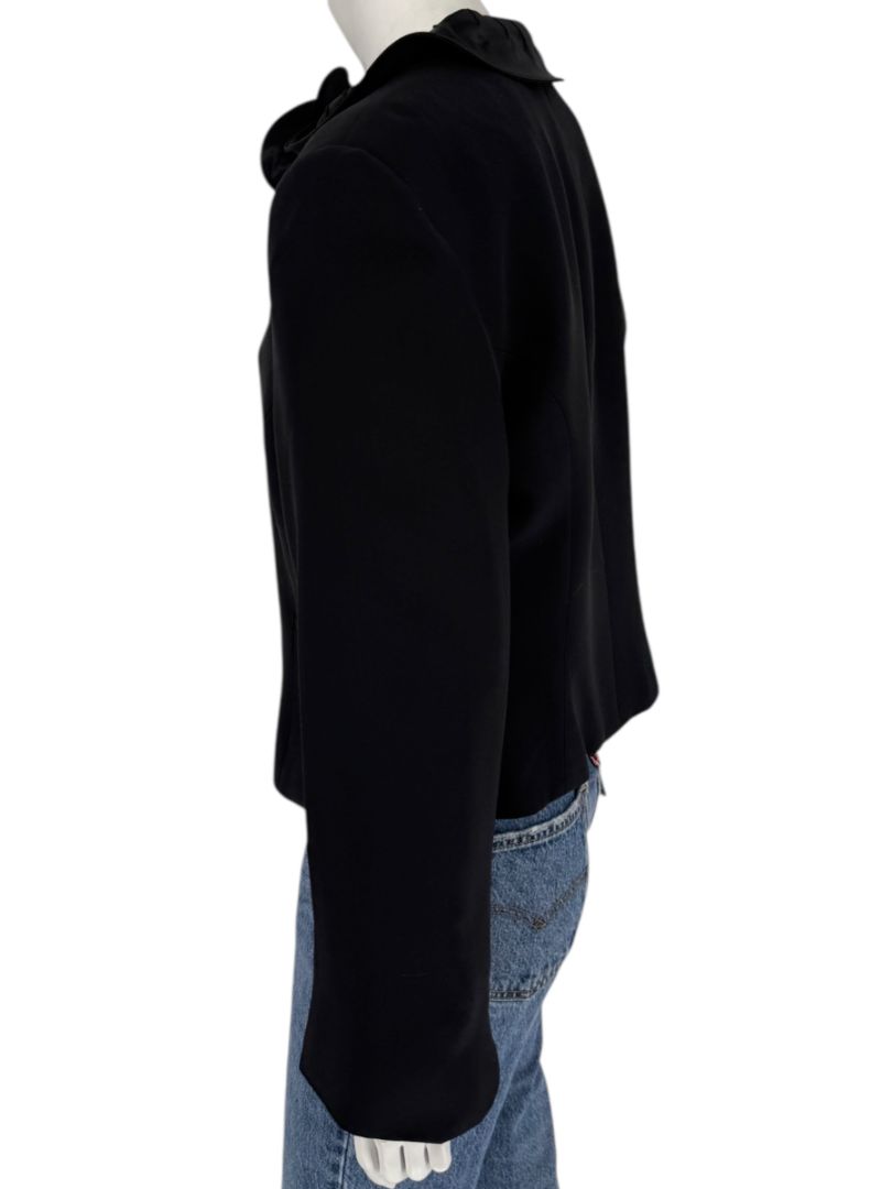 Armani Collezioni Black Rosette-Collar Tailored Jacket – Size 12