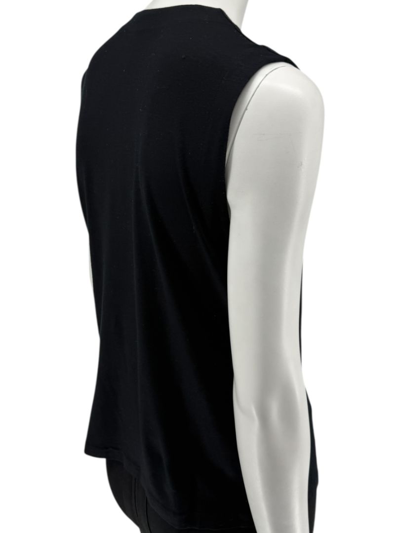Akris Punto Black Modal-Blend Pleated Front Sleeveless Top – Size US 14