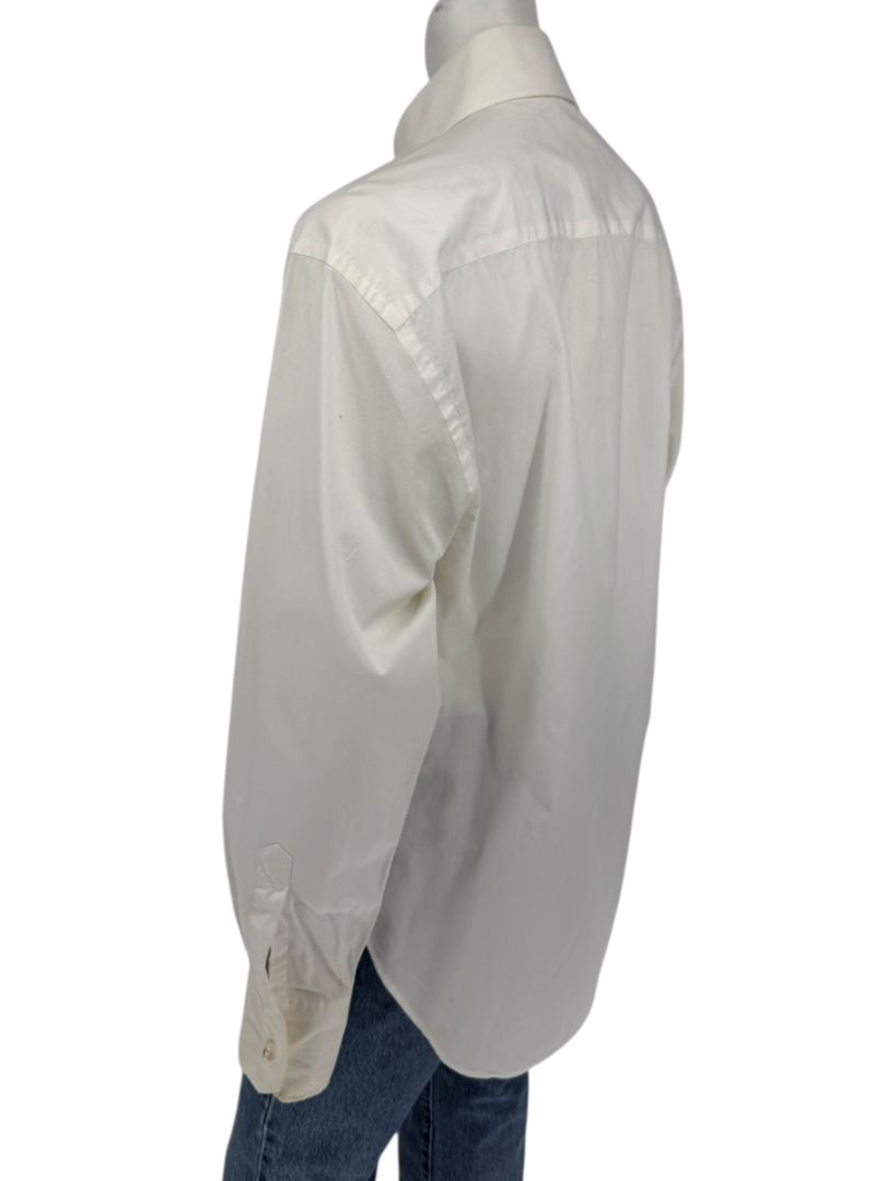 Karl Lagerfeld White Cotton Tuxedo-Style Pleated Shirt – Size 44