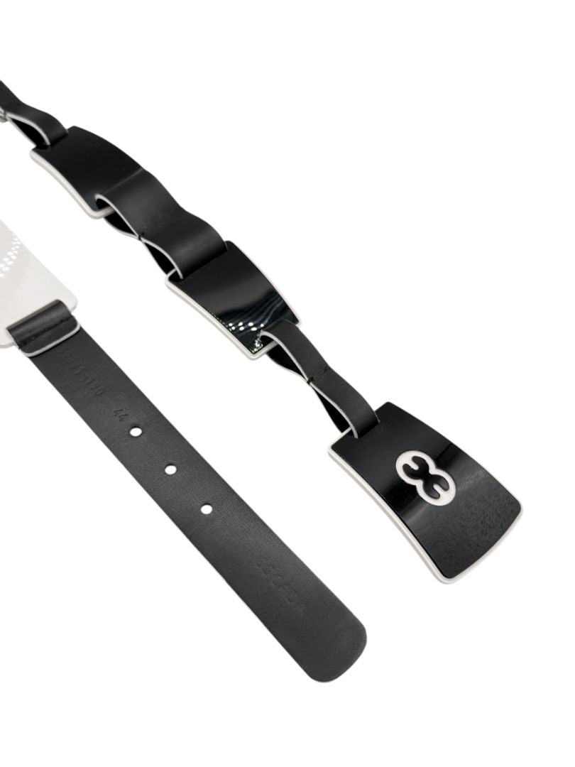 Escada Black Lucite &amp; Leather Statement Belt – XL