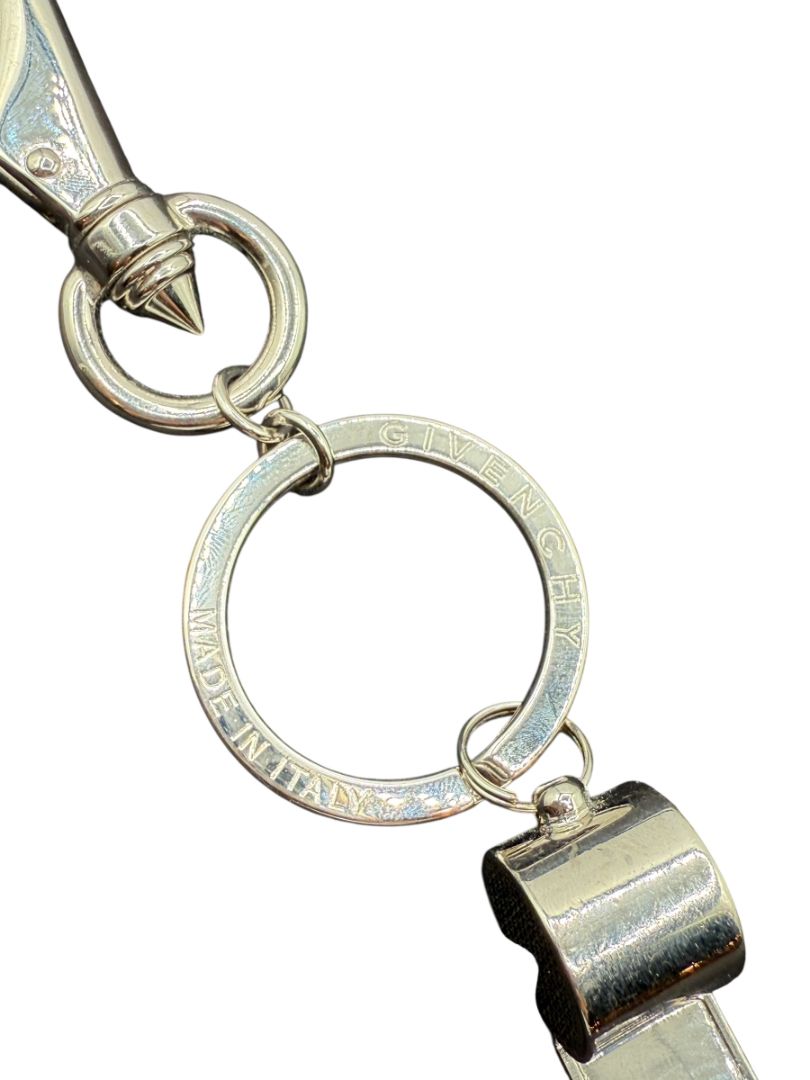 Givenchy Silver-Tone Whistle Keychain / Bag Charm – Functional Whistle