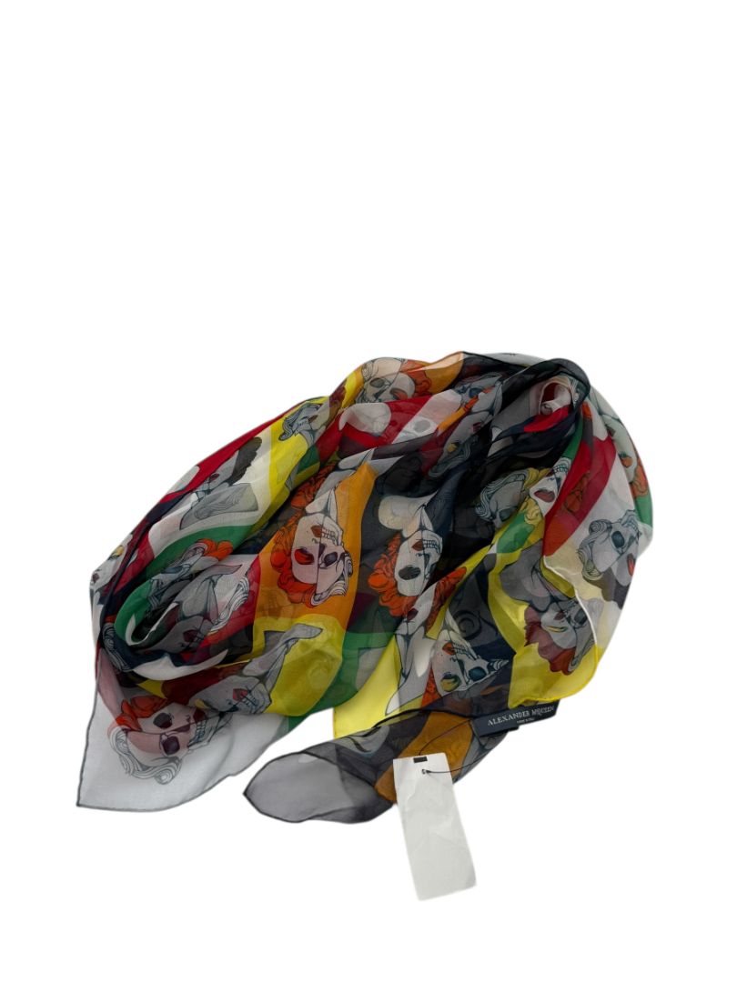 Alexander McQueen c.2008 Marilyn Monroe Skull Print Pop Art Silk Scarf RARE