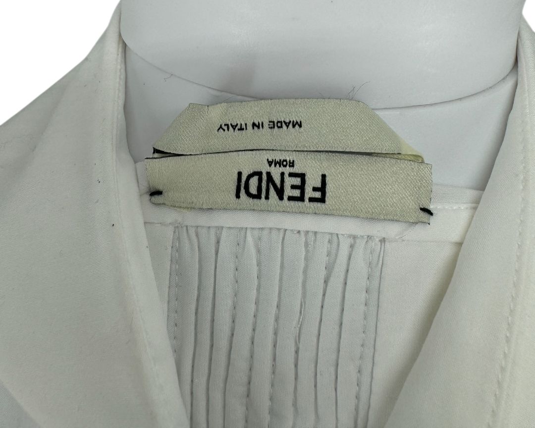 Fendi Cotton Logo Dress Shirt in White – Size 44 (US 12)