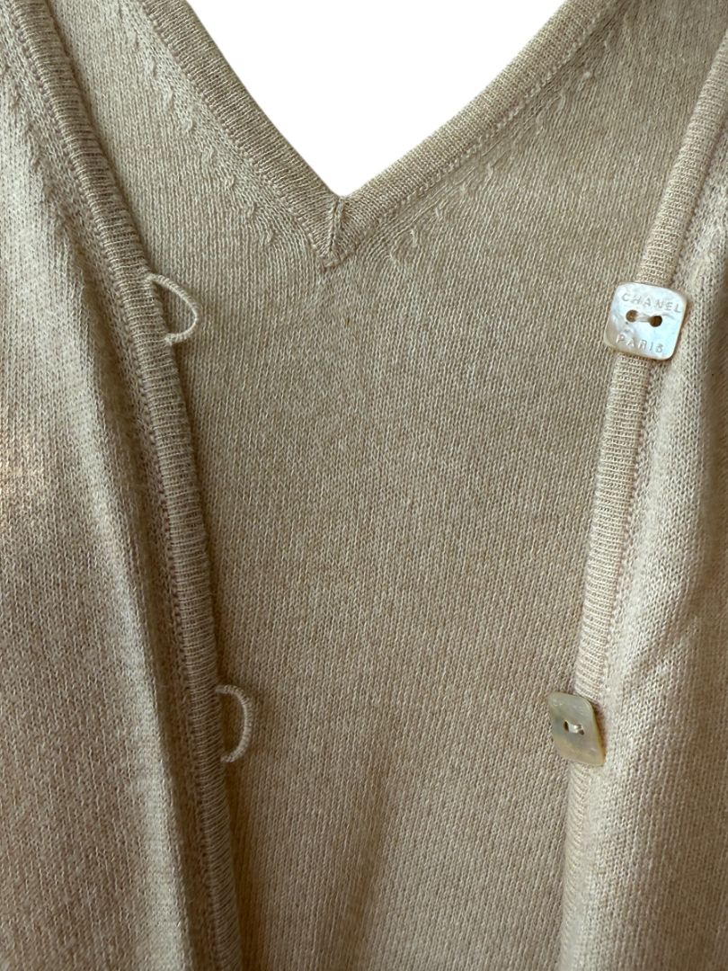 Chanel Beige Cotton-Cashmere Twin Set – Size FR 46 (US 12)