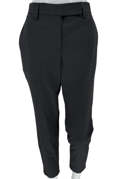 Brunello Cucinelli Grey Wool-Blend Slim Pants with Monili Trim – Size IT 44 / US 8