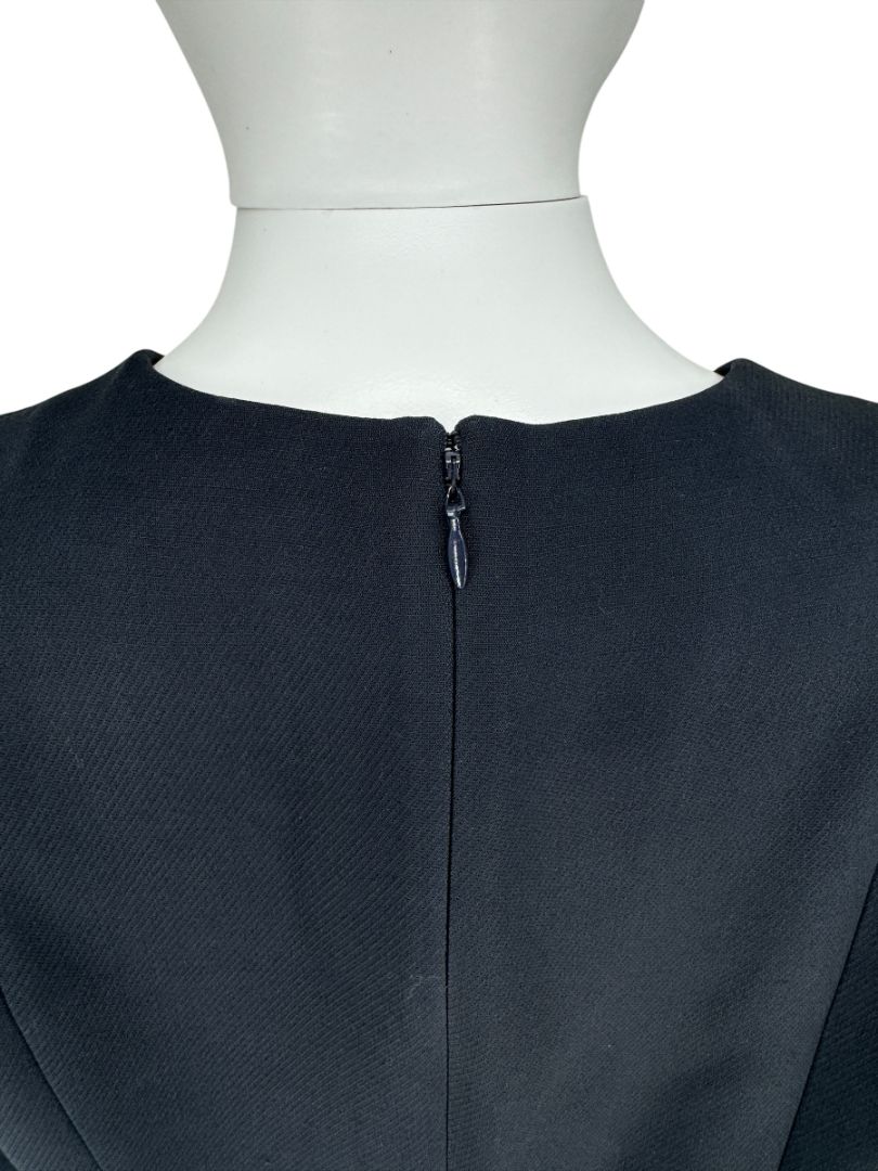 Christian Dior Navy Wool-Silk Dress with Lace Hem  - Size 12