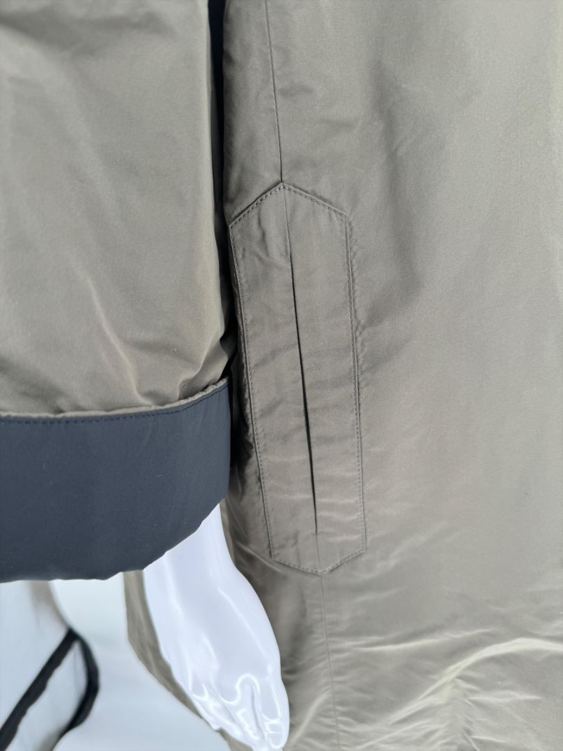 Brunello Cucinelli Olive Nylon Hooded Parka with Monili Trim - Size 10