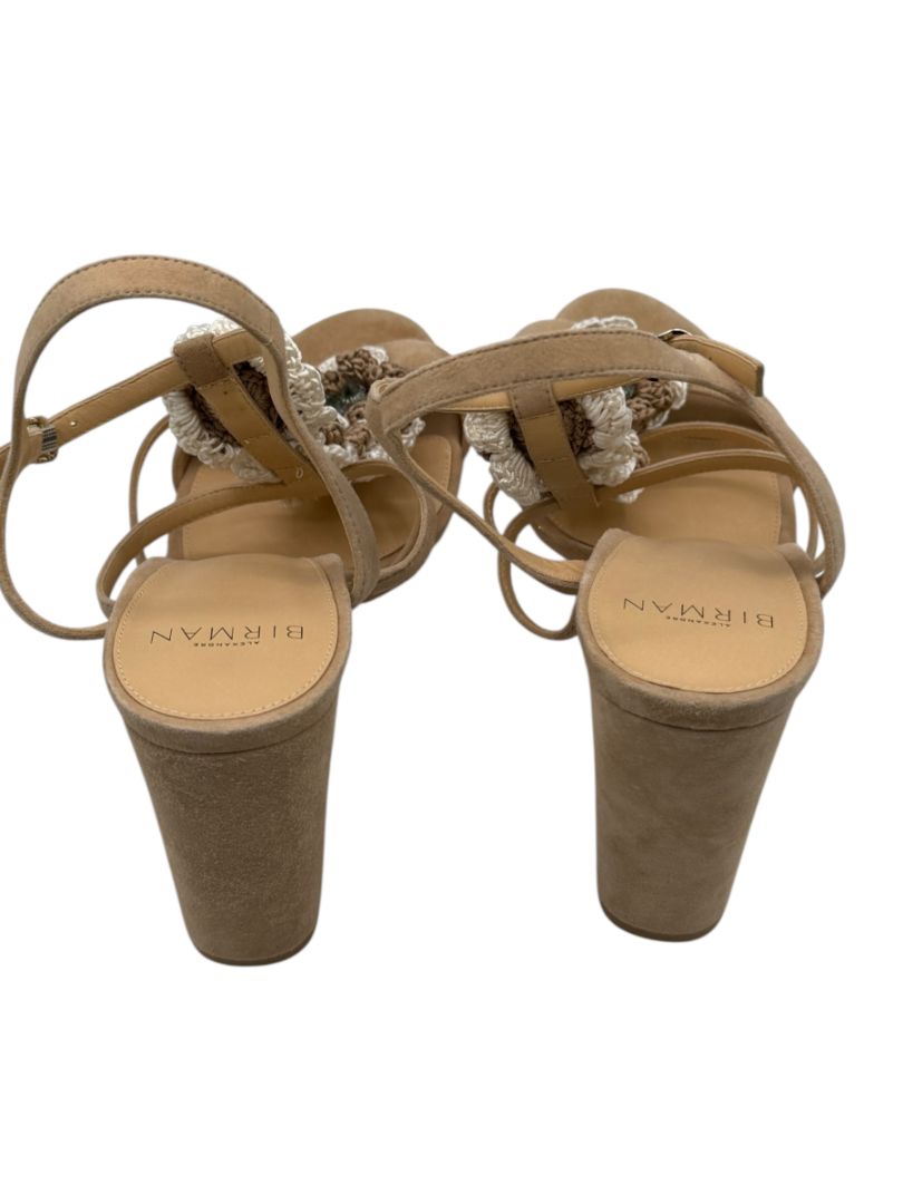 Alexandre Birman Nude Suede Crochet Flower Sandals – Size 39.5