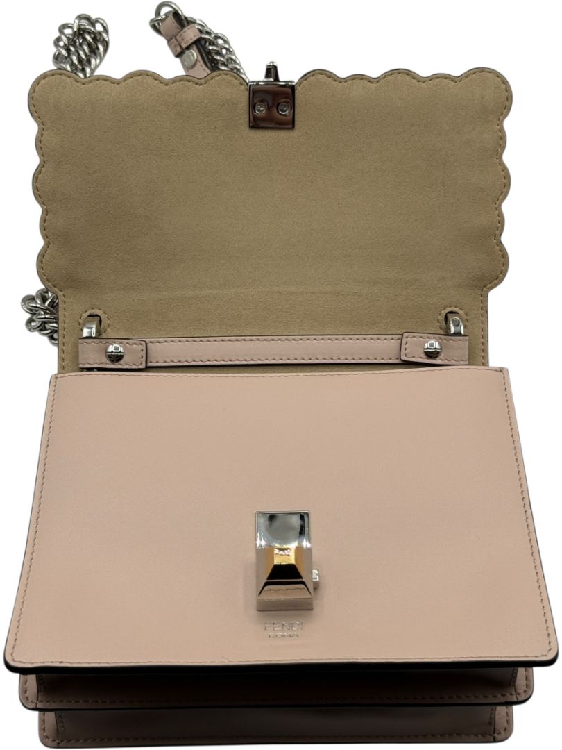 Fendi “Kan I” Small Scalloped Pearl Stud Shoulder Bag