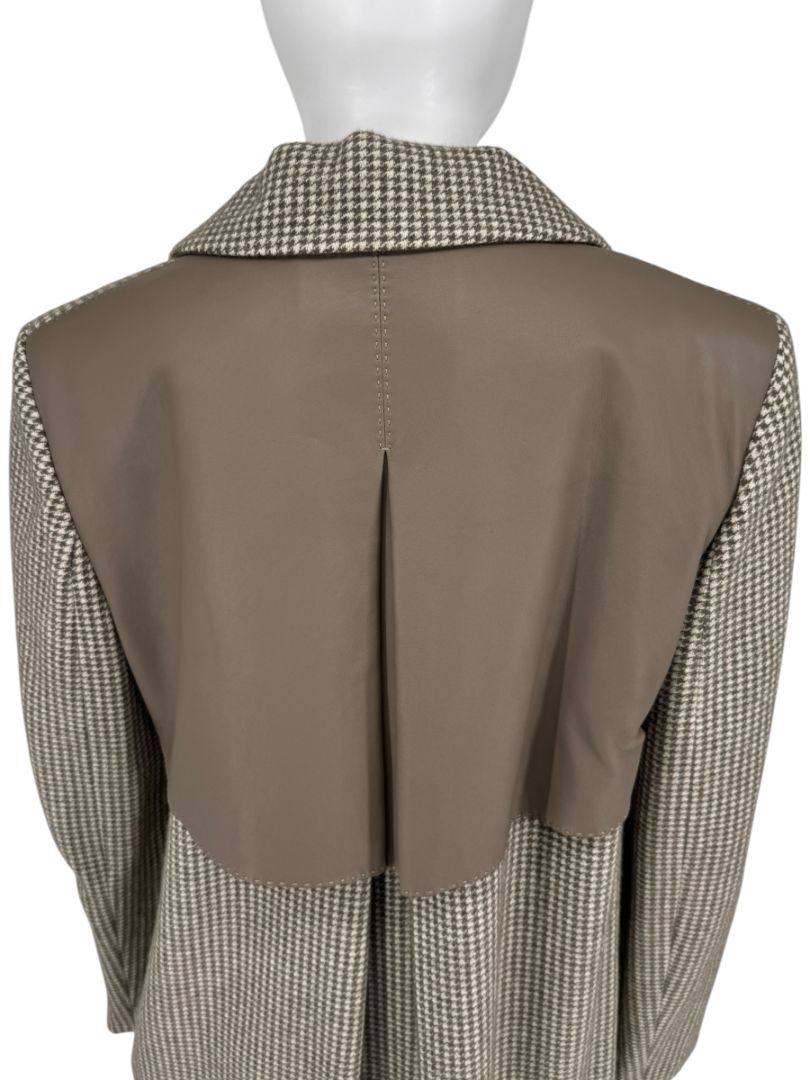 Agnona Houndstooth Belted Wool-Cashmere Trench Coat – Size IT 40