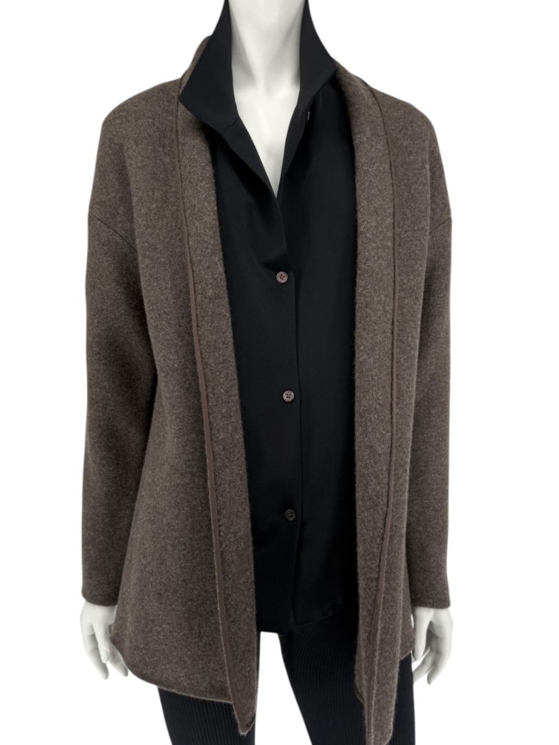 Peter Cohen Taupe Open-Front Cashmere Jacket – Size S