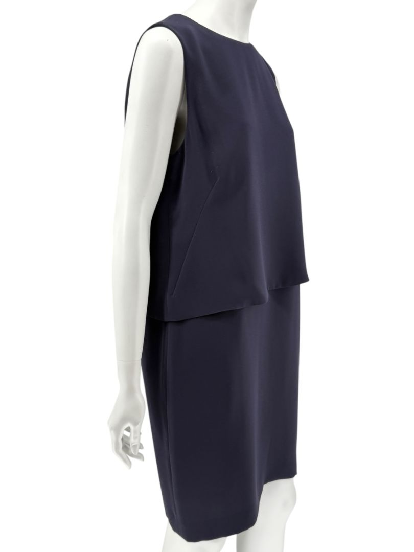 Max Mara Navy Draped Overlay Shift Dress – Size IT 46 (US 12)