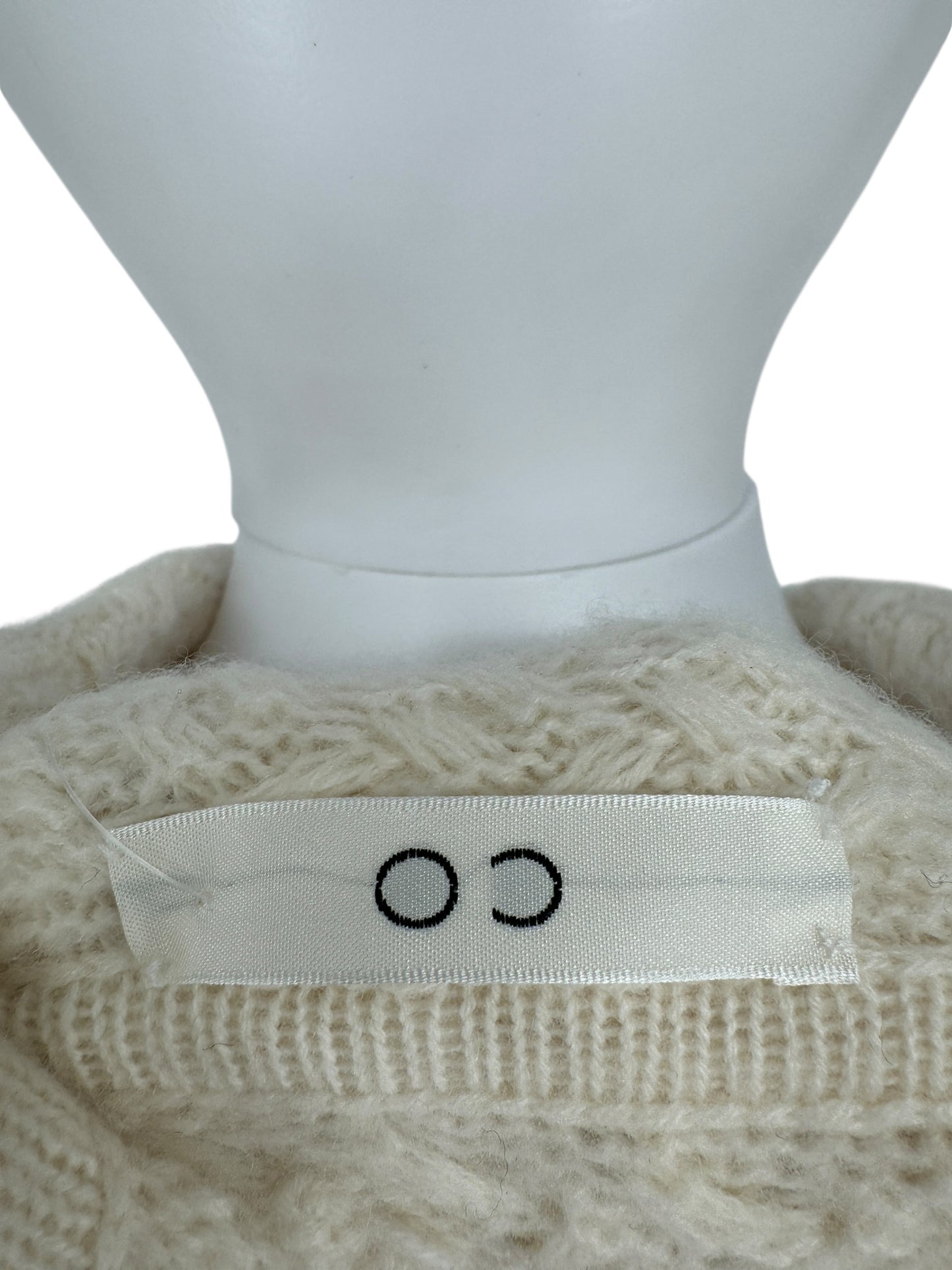 CO Ivory Basketweave Knit Hooded Zip Sweater - Size M