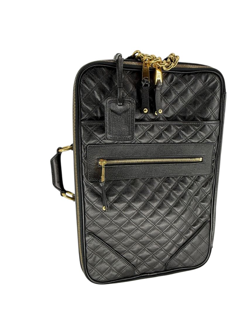 Marc Jacobs Quilted Black Leather Carry-On Suitcase – 20.8" x 14.2" x 8.3"