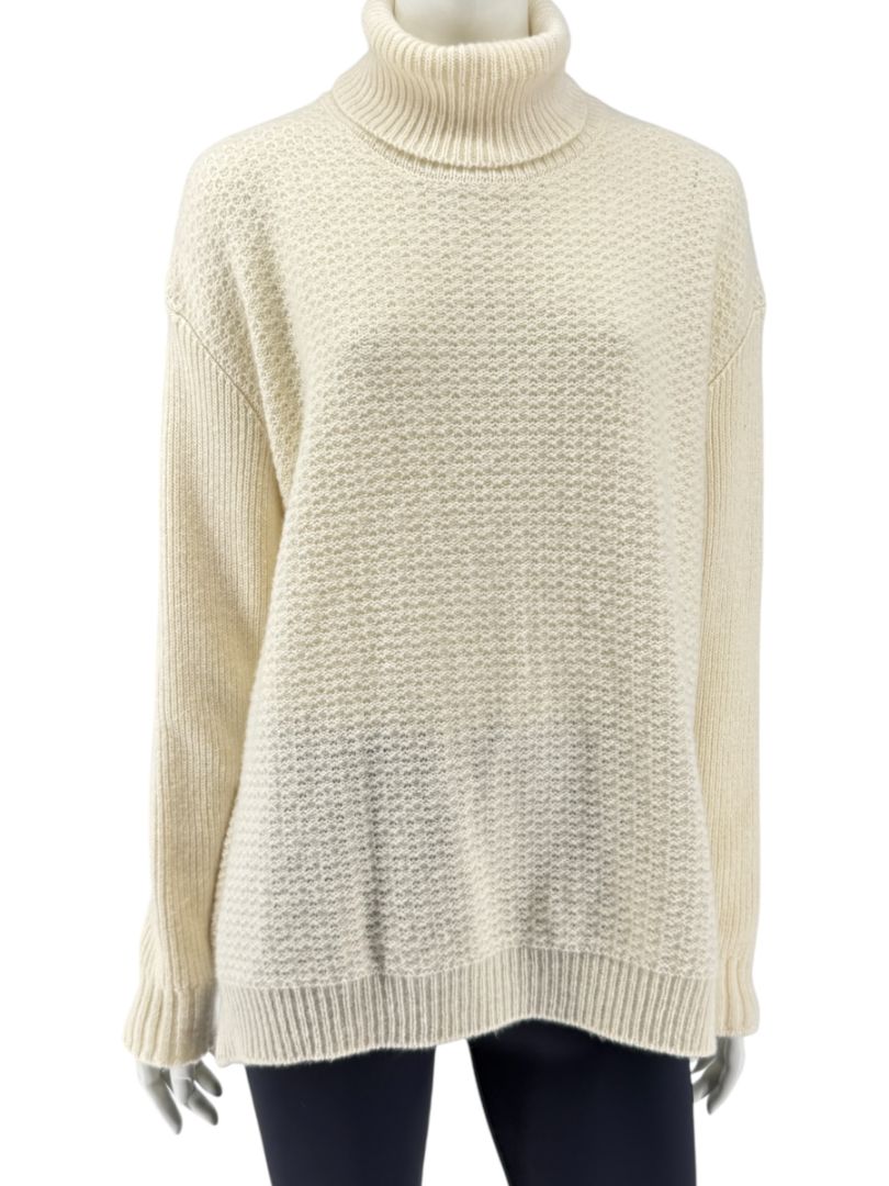 Marni Cream Textured Wool Turtleneck Sweater – Size IT 42