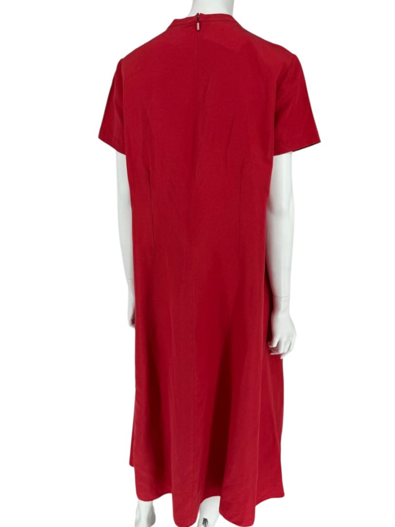 Lafayette 148 New York Red Linen-Blend Midi Dress – Size M
