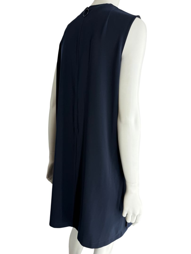 Akris Punto Navy Sleeveless Shift Dress with Side Grommet Detail – Size 10