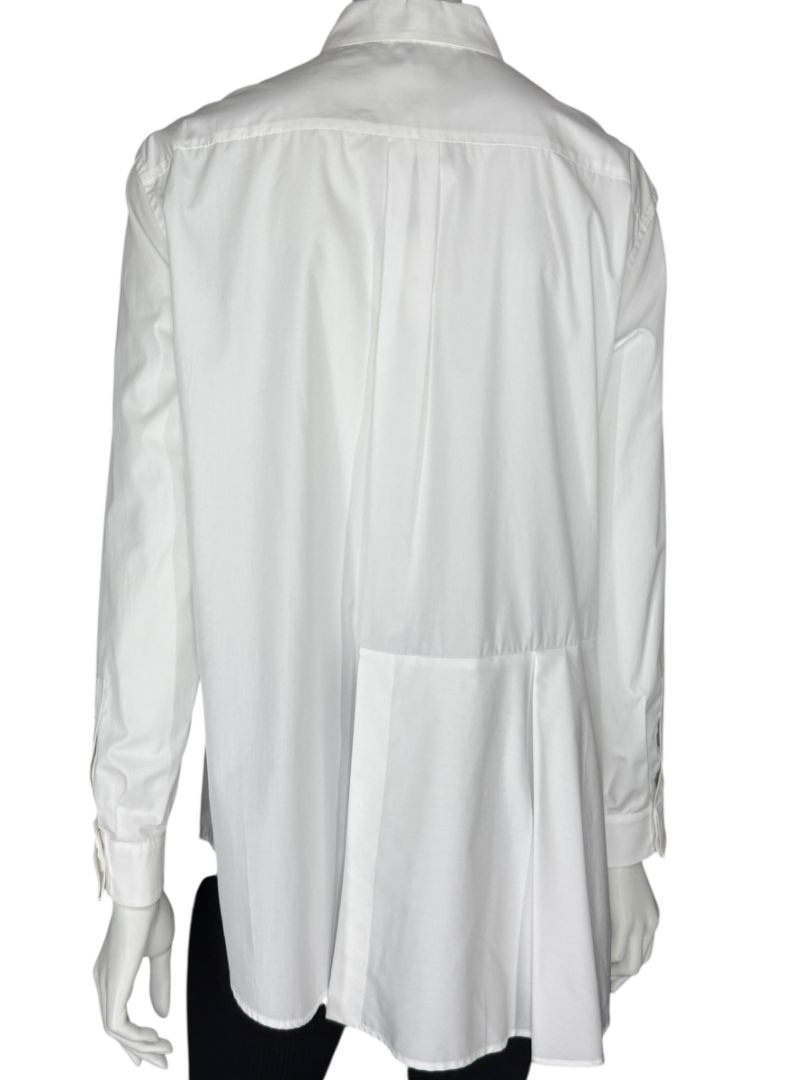Agnona White Asymmetric Pleated Cotton Shirt – Size IT 40- NEW