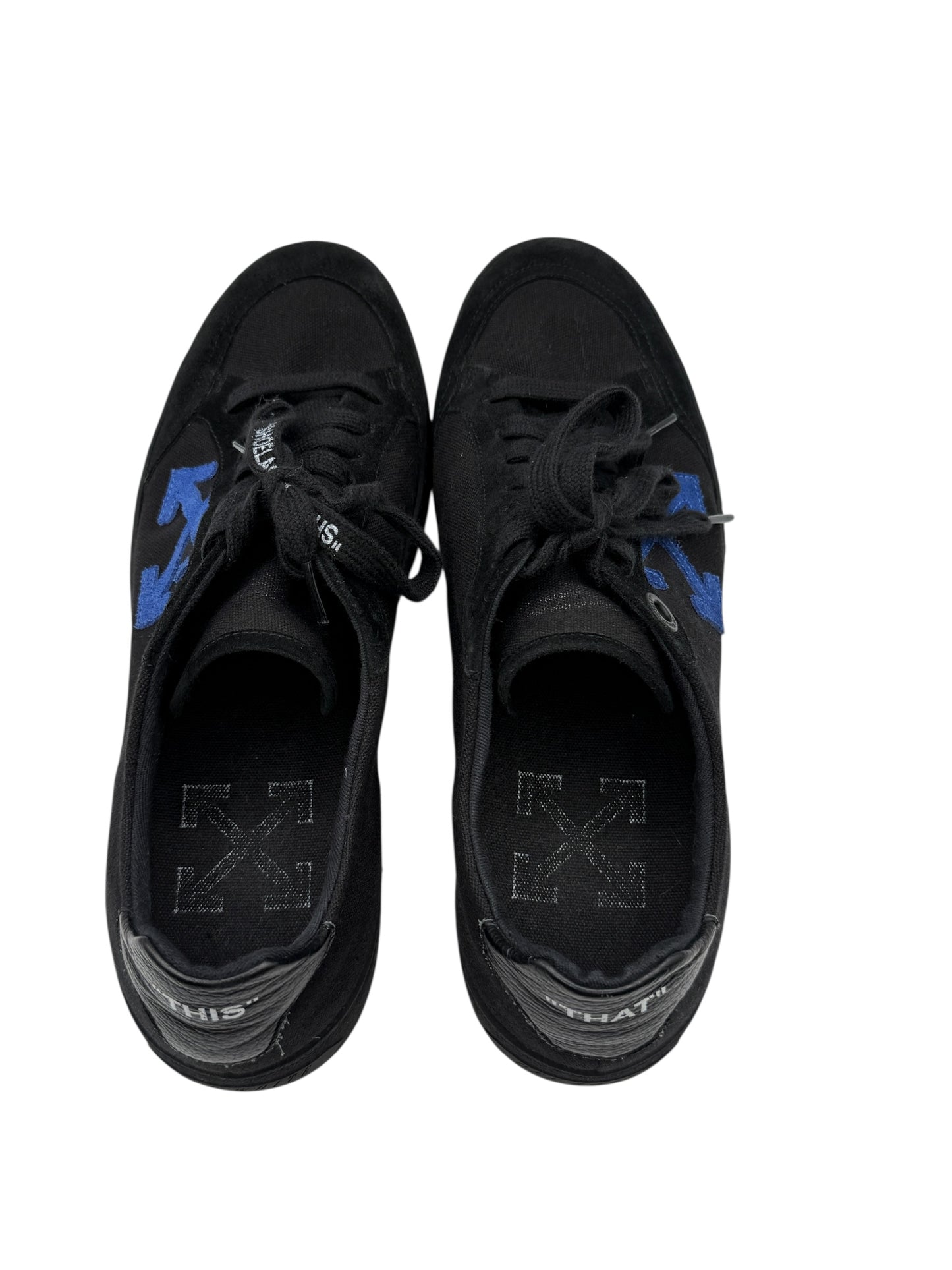 Off-White 2.0 Low Top Sneakers in Black &amp; Blue Suede – Men’s Size 42 EU