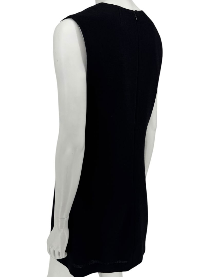 Lida Baday Black Wool Deep-V Mini Dress – Size 12