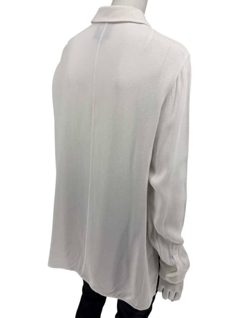 Akris Bergdorf Goodman White Textured Button-Front Blouse – Size 12