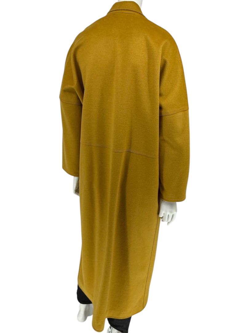 Pamella Roland Mustard Wool Cape Style Coat with Gold Buttons – Large