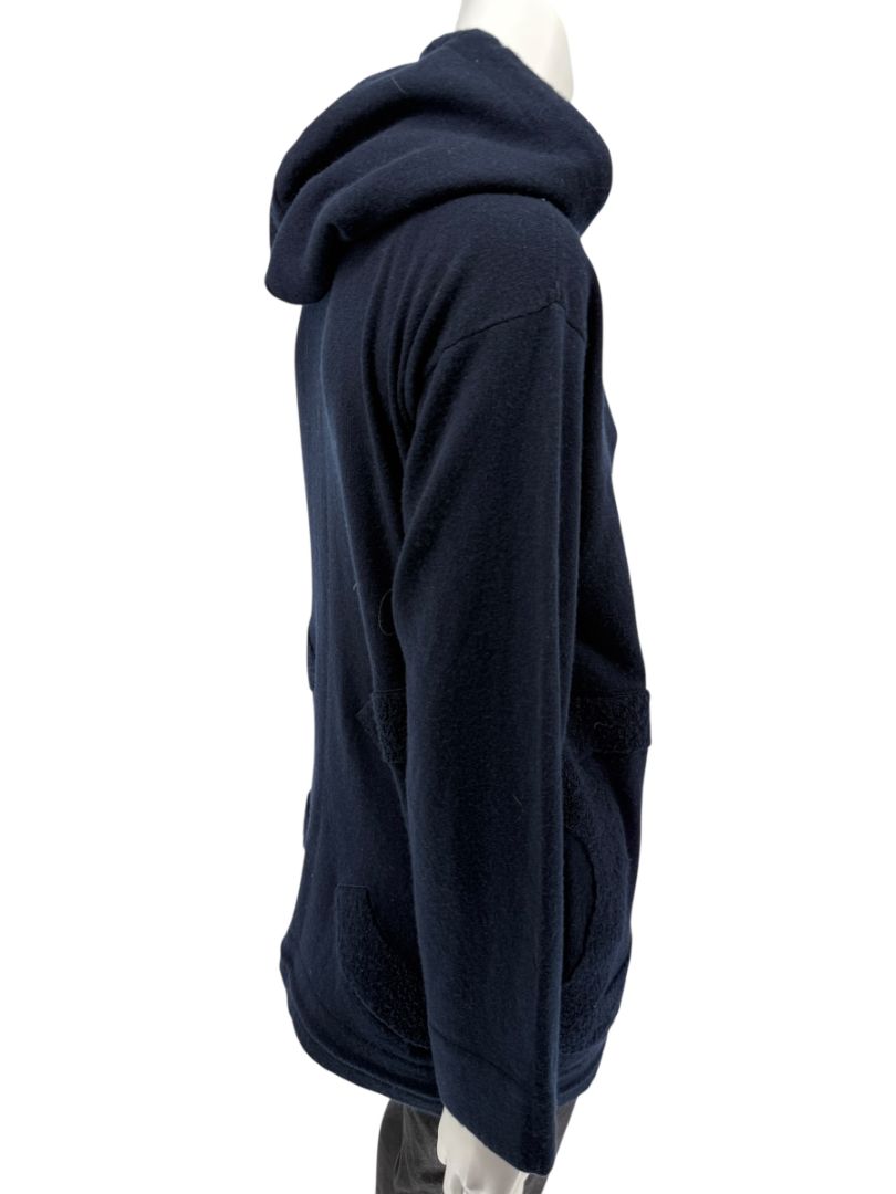 Chanel Navy Blue Cashmere Hoodie with Silver Hardware – Size 36