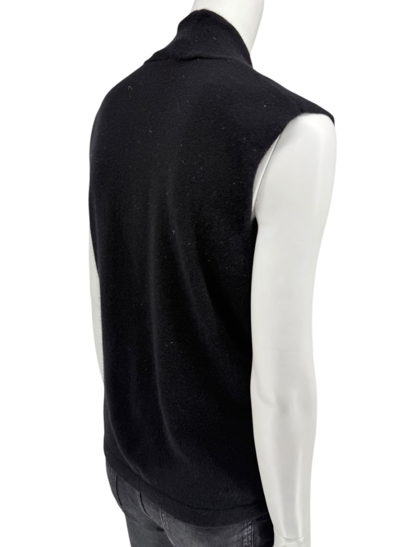 Linda Allard Ellen Tracy Black Wool Sleeveless Wrap Vest – Size L
