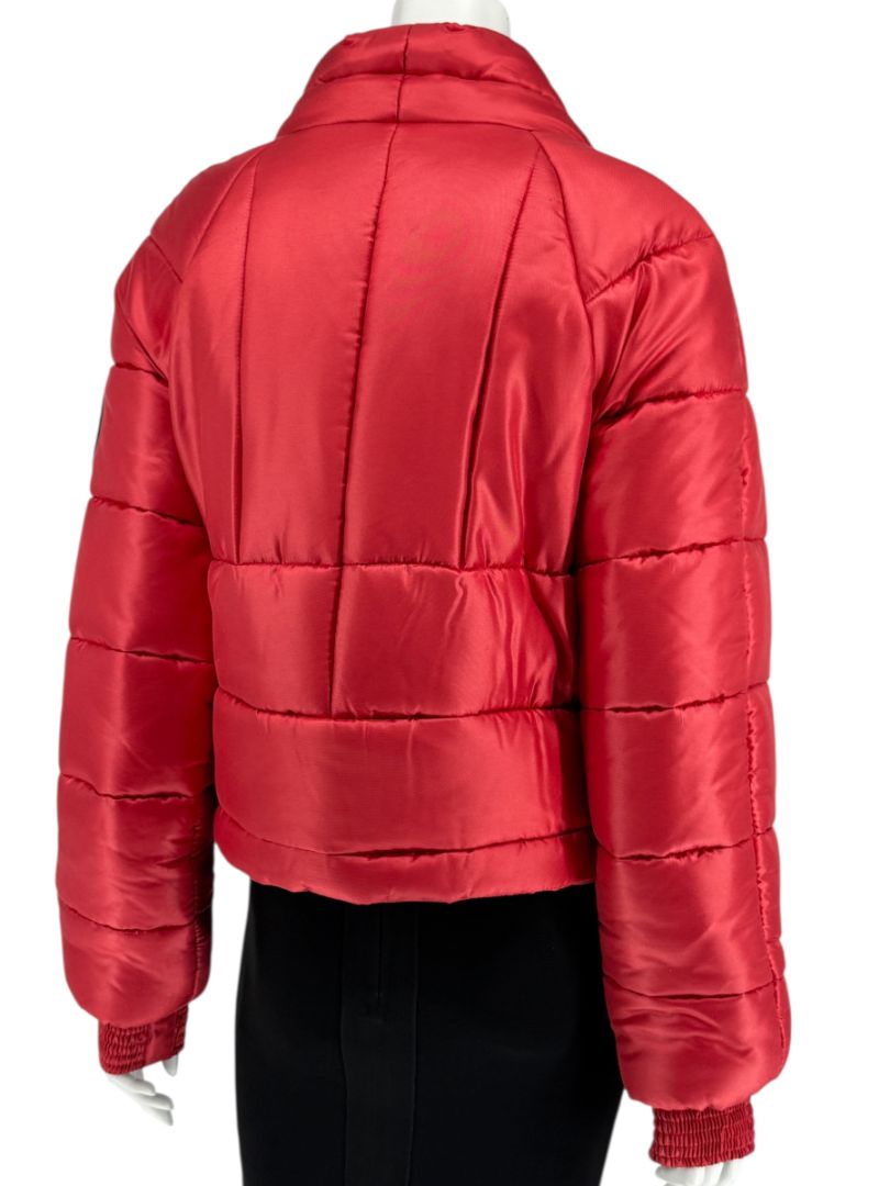Chanel 2009 Paris Moscow Métiers d’Art Red Silk Puffer Bomber Jacket - Size 44