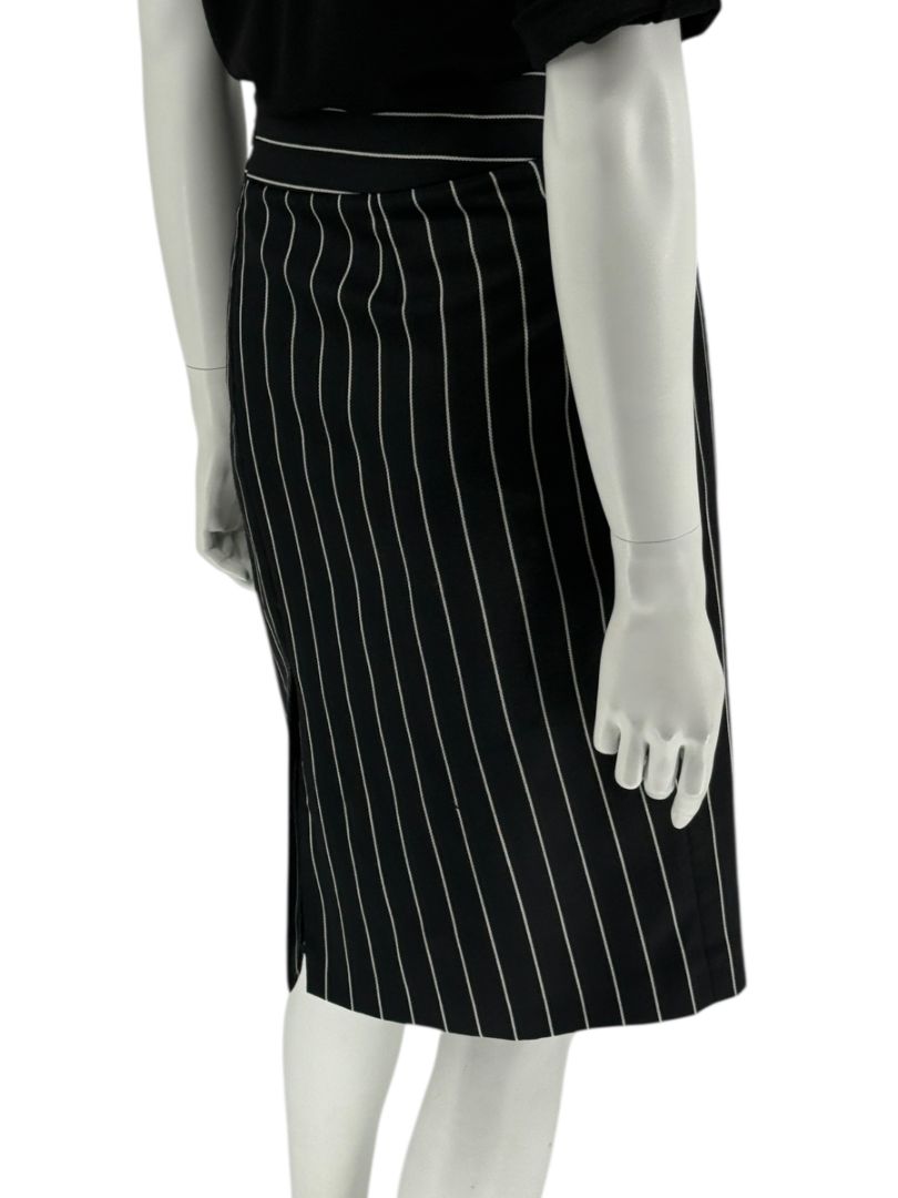 Armani Collezioni Black Pinstripe Wool Skirt – Size 12
