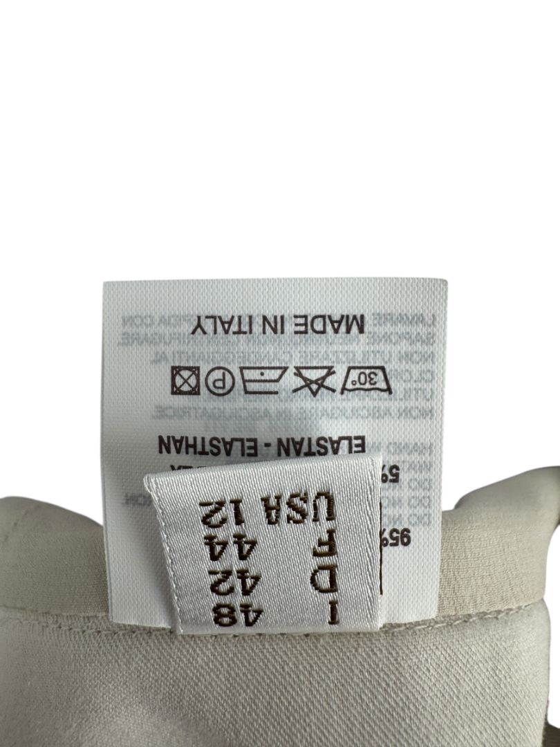 Brunello Cucinelli Beige Leather-Trim Pencil Skirt – Size IT 48 (US 12)