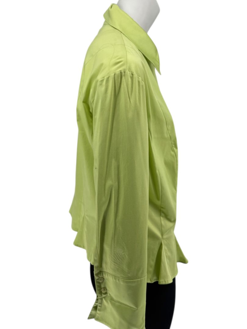 Escada Lime Green Cotton Blend Tailored Blouse – Size 42