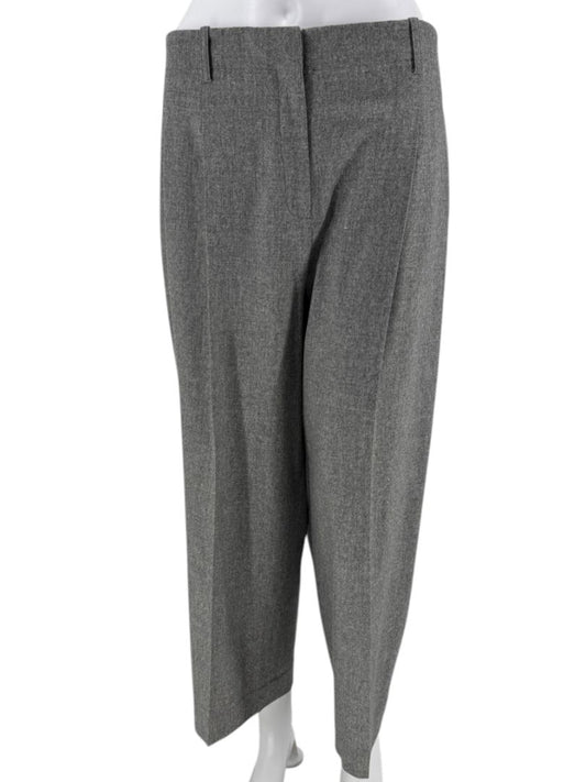 Lafayette 148 New York Gray Wool-Cashmere Wide-Leg Trousers – Size 10